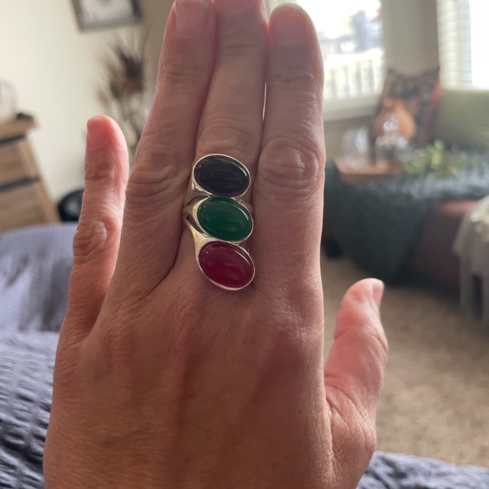 Solid Sterling Silver Stamped 925 Created Ruby Em… - image 2